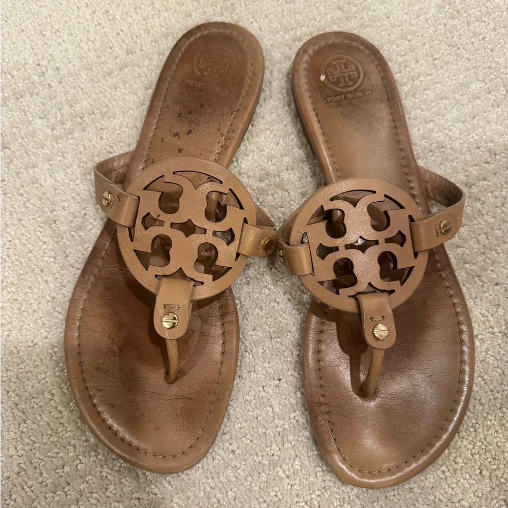 Tory Burch Tan Miller Leather Sandals